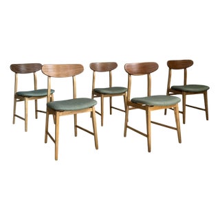 Dining Chairs in Wooden Frame and Fabric Seat, 1960s, Set of 4 For Sale