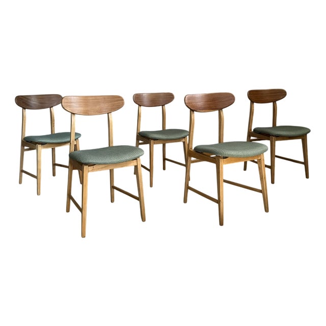 Dining Chairs in Wooden Frame and Fabric Seat, 1960s, Set of 4 For Sale