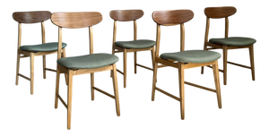Dining Chairs in Wooden Frame and Fabric Seat, 1960s, Set of 4