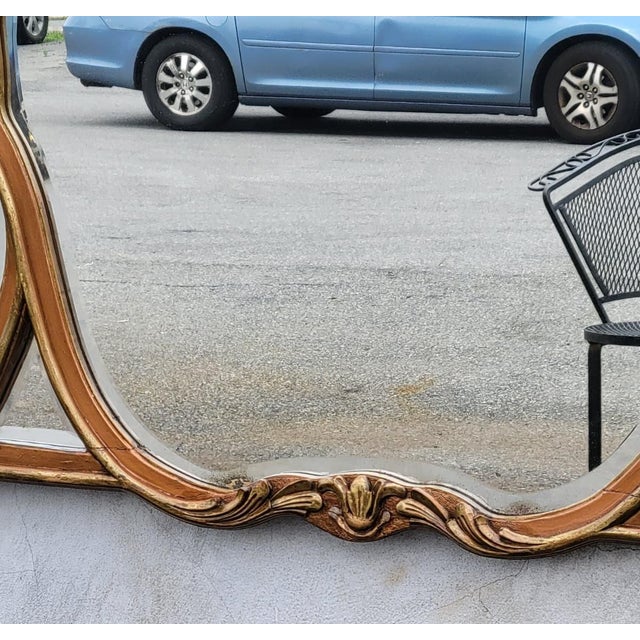 1920 Louis XV Style Triple Gilded Wall Mirror Gold Rococo Accent For Sale - Image 11 of 17