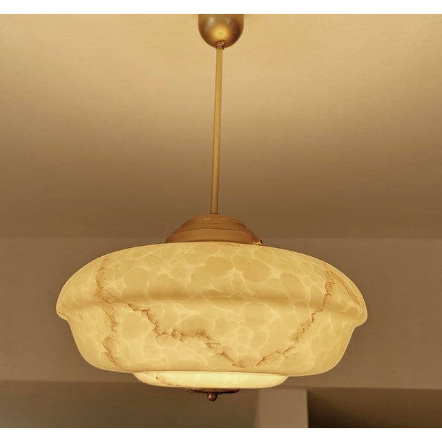 Art Deco Pendant Light in Marble Glass, 1930s For Sale - Image 6 of 18
