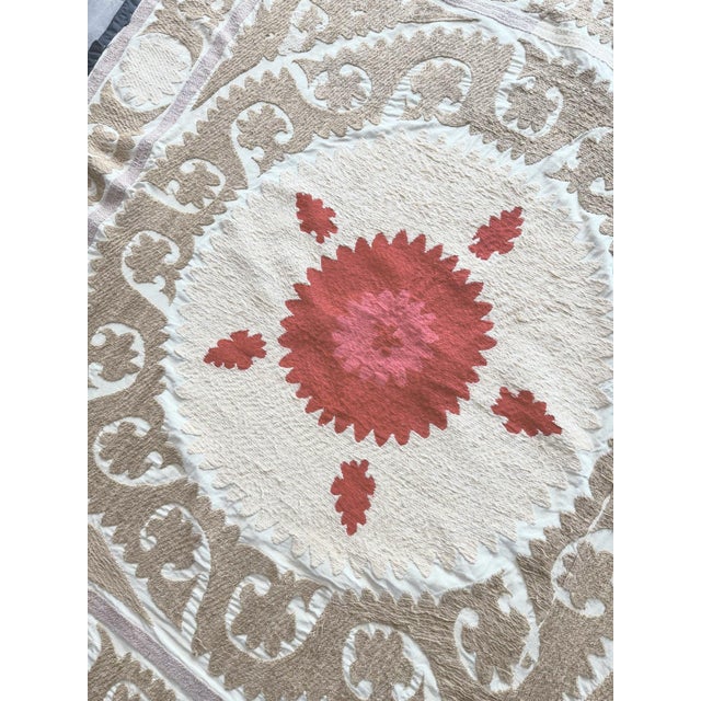Boho Vintage Suzani from Uzbek, circa 1960s. Dimension; 49'' x 51'' inches / 125 x 130 cm / 4'1'' x 4'3'' Material: 100%...