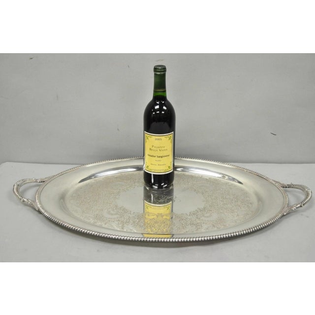 Vintage English Victorian Egw&s Silver Plated Oval Serving Platter Tray W/ Mono For Sale - Image 14 of 14
