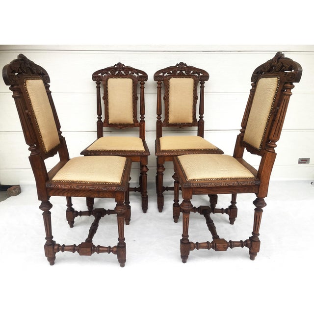 Neo-Renaissance Carved Wooden Chairs from Befos, 1880s, Befos, Set of 4 For Sale - Image 17 of 18