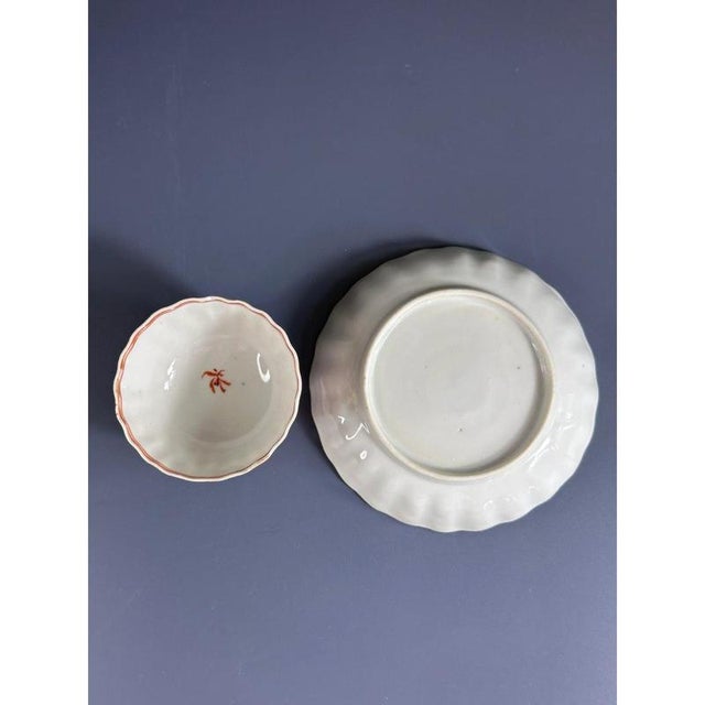 Pink Antique Chinese Canton Famille Rose Porcelain Tea Bowl and Saucer, 18th Century, Set of 2 For Sale - Image 8 of 10