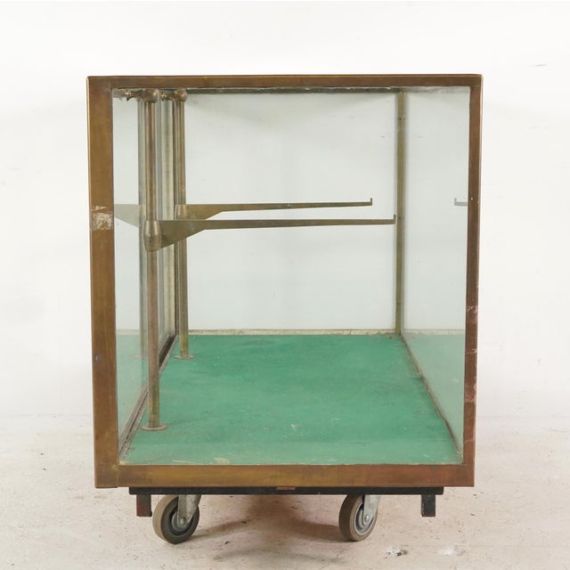Antique French Glass Front Brass Frame Display Case For Sale - Image 10 of 12