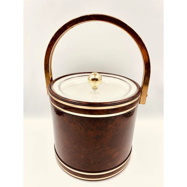 Georges Briard Vintage Georges Briard "Wood Grain" Pattern Ice Bucket For Sale - Image 4 of 11