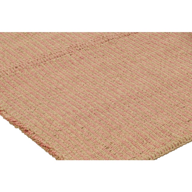 Rug & Kilim’s Contemporary Kilim in Pink and Beige Textural Stripes For Sale In New York - Image 6 of 7