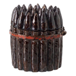 Earthenware Asparagus Box with Lid from Caldas For Sale