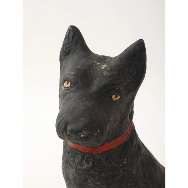 Black Scottie Dog Garden Ornament Reconstituted Stone, English Mid 20th C. For Sale - Image 10 of 11