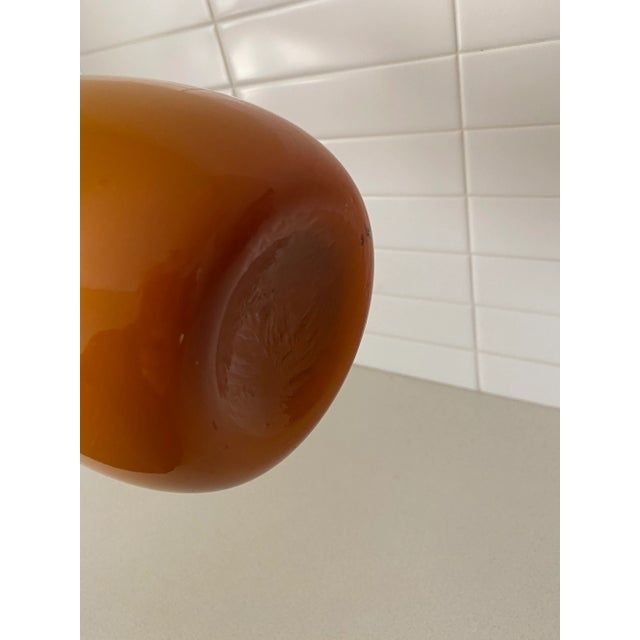 Empoli Large Empoli Mid-Century Italian Cased Glass Amber Pitcher For Sale - Image 4 of 11