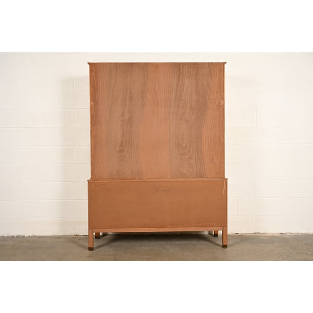 Century Furniture Mid-Century Modern Hollywood Regency Walnut Breakfront Bookcase Cabinet, Circa 1960s For Sale - Image 9 of 10