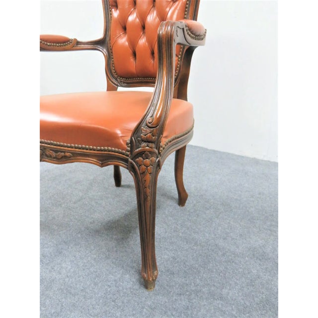 Late 20th Century Late 20th Century Chateau d'Ax Louis XV Leather Chair For Sale - Image 5 of 8