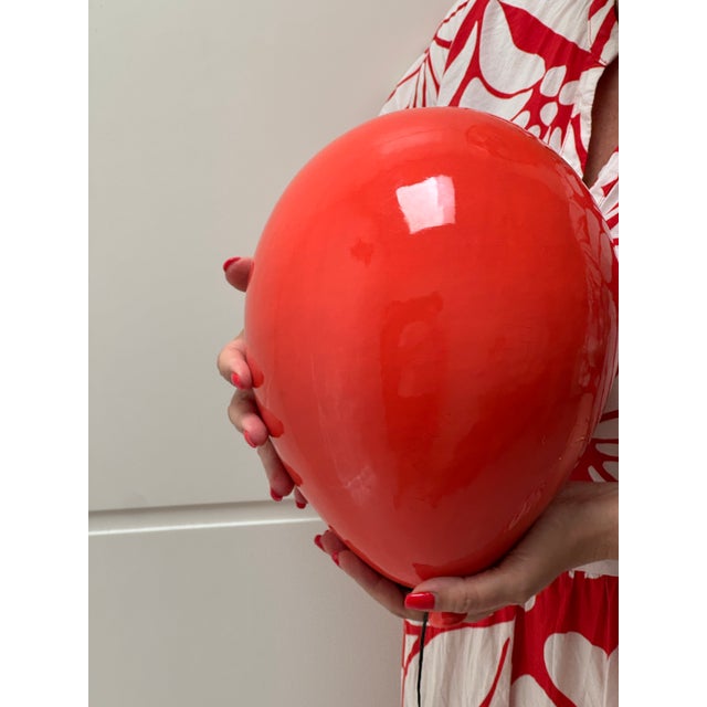 Red Red Glossy Ceramic Balloon Wall Sculpture -Large Size For Sale - Image 8 of 13