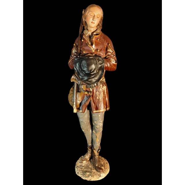 Large 18th century German sculpture solid wooden sculpture representing a shepherd. German work from the 18th century....