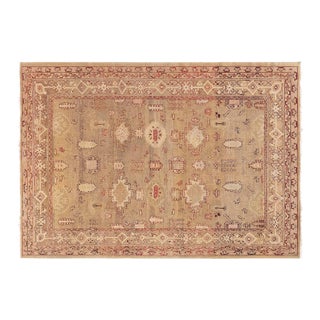 Early 20th Century Indian Amritsar Camel and Beige Handmade Wool Rug For Sale