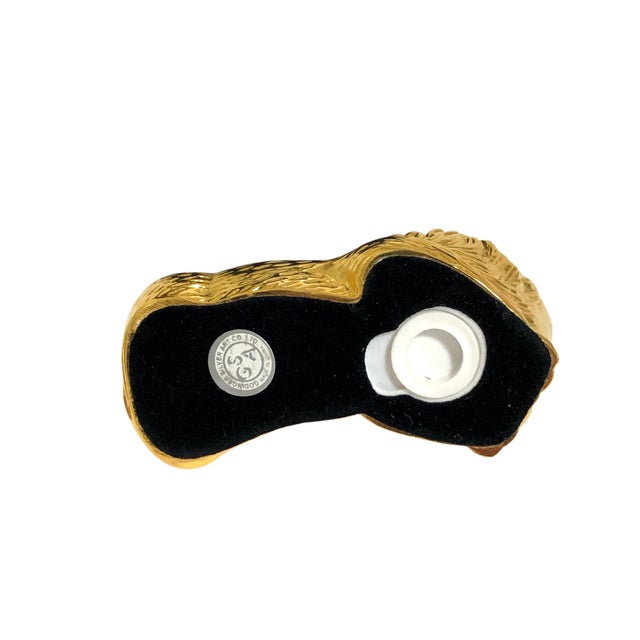 Metal 1980s Neiman Marcus Godinger Lion and Lamb Salt and Pepper Shakers - Set of 2 in Velvet Box For Sale - Image 7 of 7