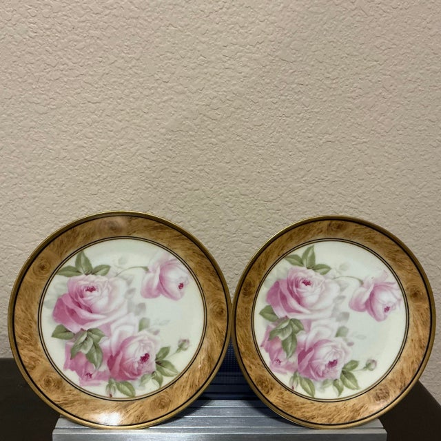 Vintage Royal Munich Porcelain Rose Cabinet Plates – Pair For Sale - Image 12 of 12