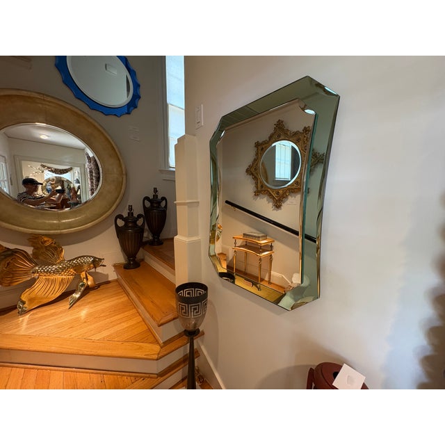 1950s Italian Modern Fontana Arte Inspired Beveled Mirror For Sale - Image 9 of 12