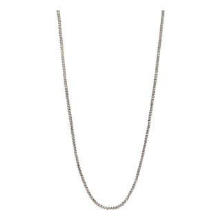 White Diamond Round Tennis Necklace in 14K White Gold For Sale