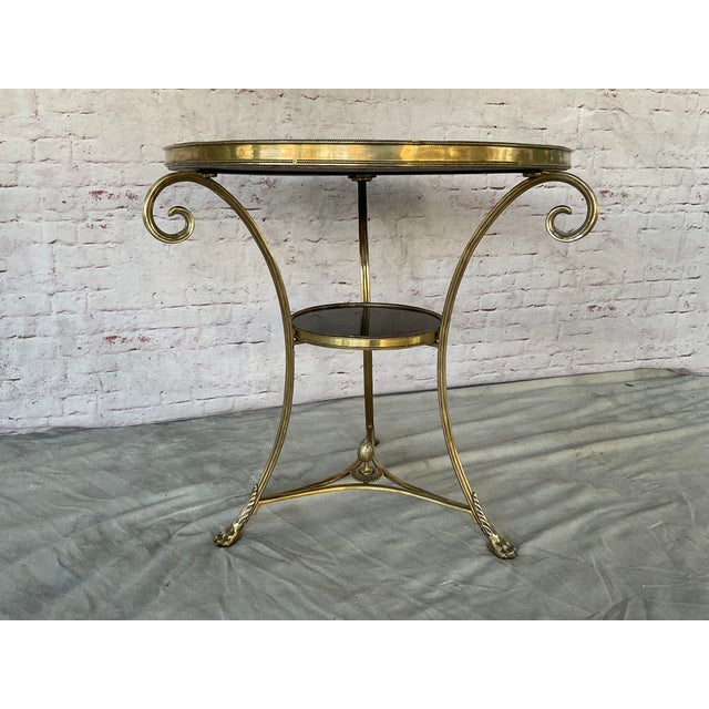 Late 20th Century Louis XVI Style Neoclassic Gilt Bronze Black Marble Top Gueridon For Sale - Image 5 of 14