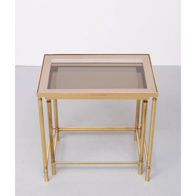 Metal Hollywood Recency Brass Side Tables, France, 1970s, Set of 2 For Sale - Image 7 of 11