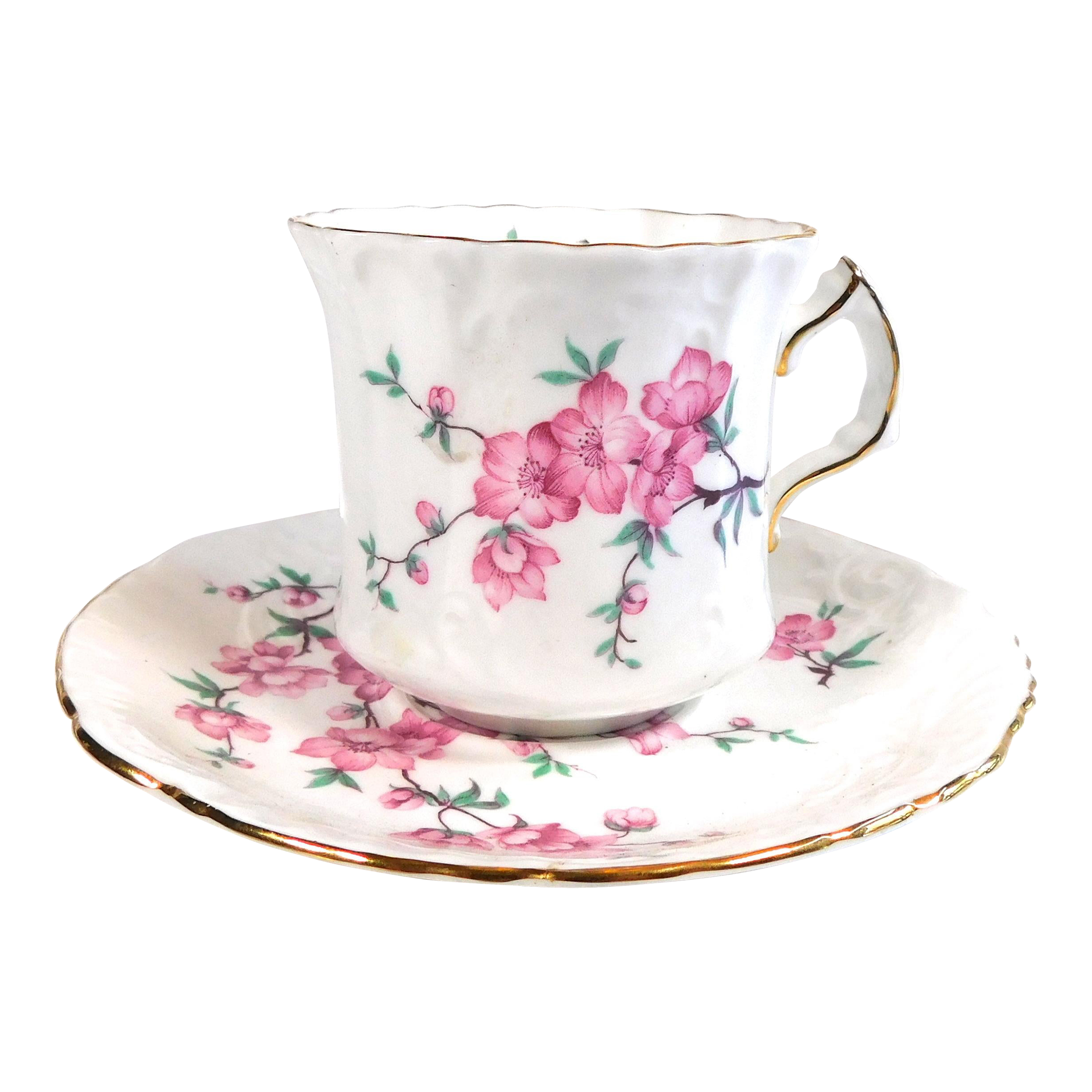1960s Hammersley Pink Floral Tea Cup & Saucer Set | Chairish