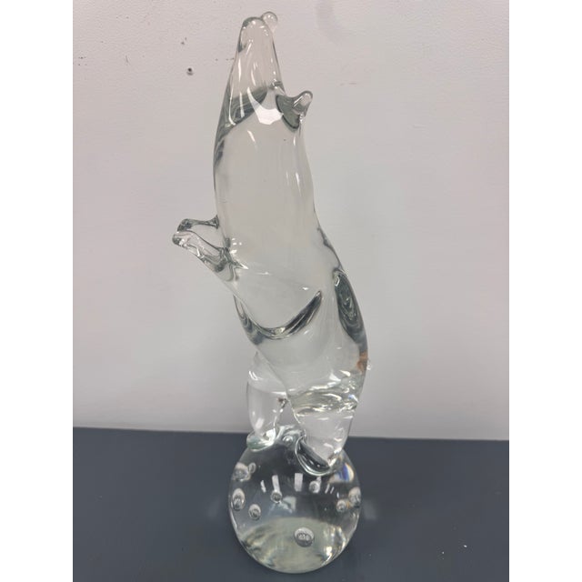 Licio Zanetti Mid 20th Century Signed Zanetti Murano Glass Pig Sculpture on Bubble Ball Base For Sale - Image 4 of 7