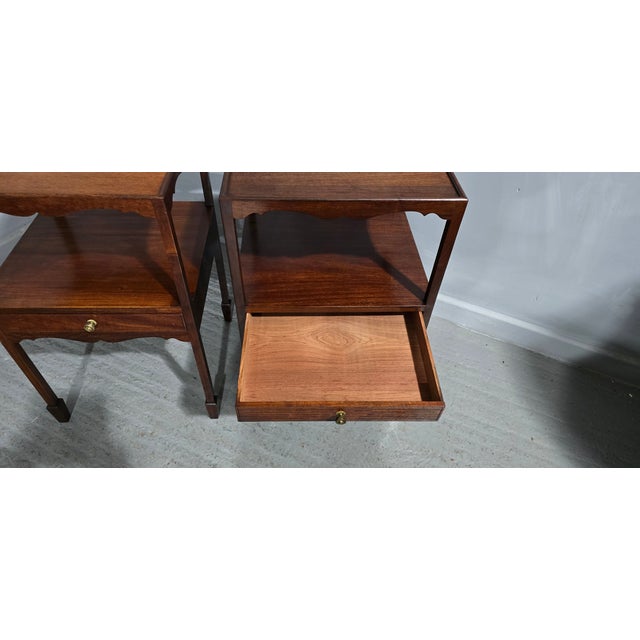Brown Vintage Regency Bedside Tables in Mahogany, 1920, Set of 2 For Sale - Image 8 of 10