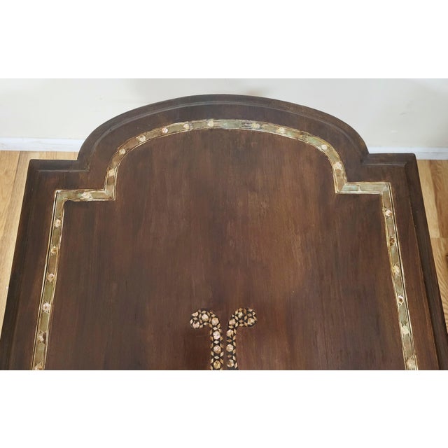 Antique Moroccan Moorish Style Carved & Mother of Pearl Inlaid Table For Sale - Image 10 of 17