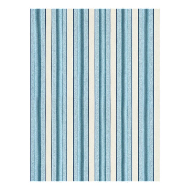 The House of Scalamandré Arlo Stripe Wallpaper, Turquoise For Sale