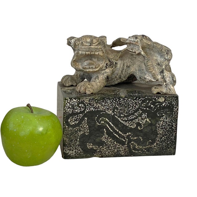 Large Vintage Chinoiserie Soap Stone Foo Dog Ink Stamp Seal 6" W For Sale In New York - Image 6 of 9