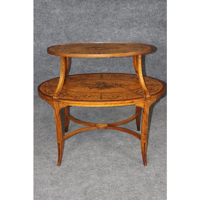 19th C Edward and Roberts Style 2 Tier Style Inlaid Desert Table For Sale - Image 10 of 16