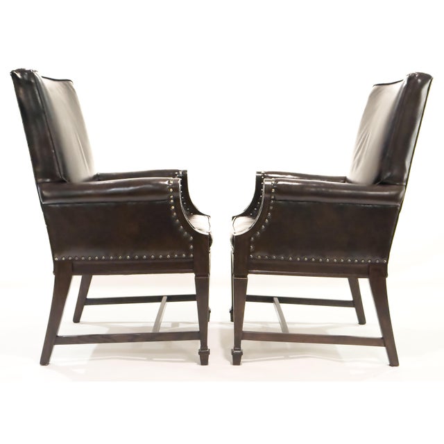 Late 20th Century Pair, Hand-Carved Romweber Leather Chairs Made in the Usa For Sale - Image 5 of 10