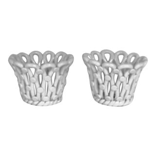 Vintage Mid Century Blanc De Chine Italian Trellis Jardinere Planter a Pair For Sale