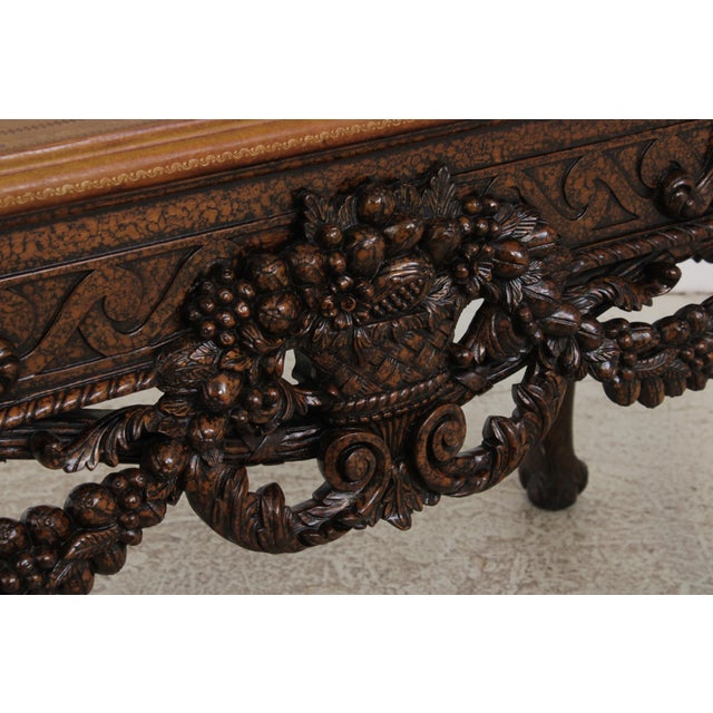 Brown Maitland Smith Mahogany Leather Top Console Table For Sale - Image 8 of 16