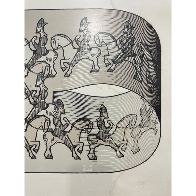 Paper Mid Century Modern Framed m.c. Escher Horsemen Print | Vintage MCM Art For Sale - Image 7 of 15
