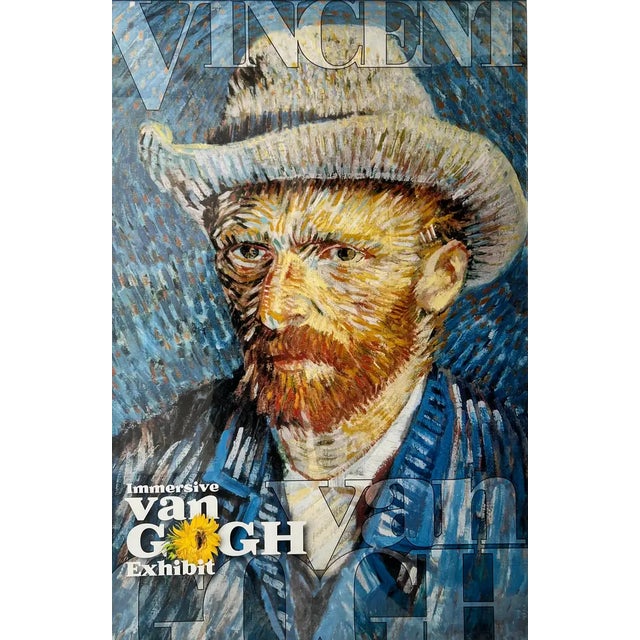 Original Vincent van Gogh immersive exhibition (June 2021, New York City ) poster featuring the artist’s iconic self-...