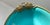 Beautiful turquoise Green pottery dish designed by Danish ceramist Christian Jensen in the 1930s. Brass mountings/accents...