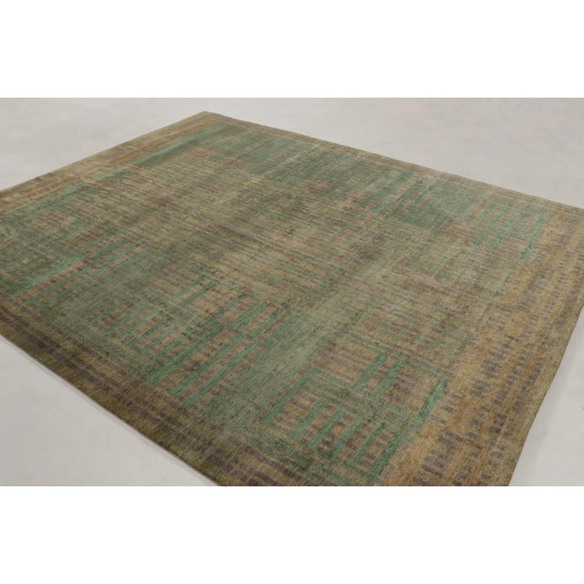 Textile Rug & Kilim's Scandinavian Style Plush Rug in Mohair With Muted Geometric Designs For Sale - Image 7 of 11