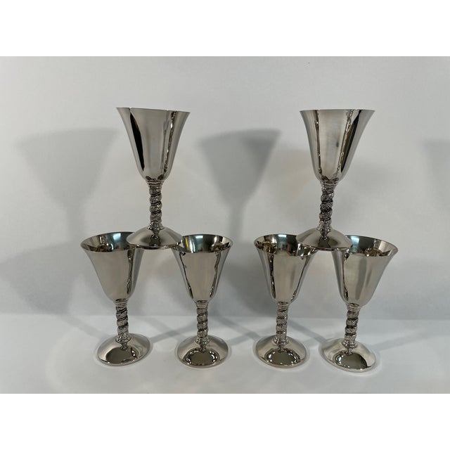1970s Vintage Silverplated Spanish Roma Wine and Aperitif Goblets - Set of 10 For Sale - Image 5 of 14