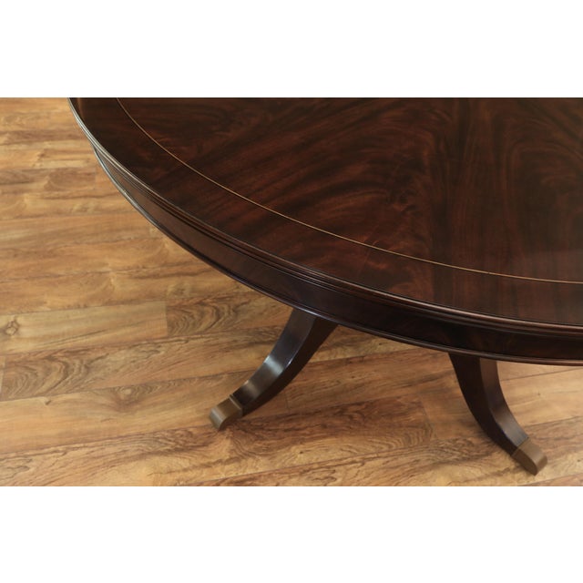 Round-To-Oval Mahogany Dining Table, Expands From 54" to 90" With Two 18" Leaves, Seats 4-8 People For Sale - Image 4 of 12