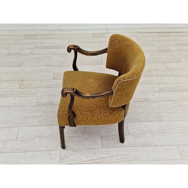 Scandinavian Ash Armchair with Green Upholstery, 1930s For Sale - Image 10 of 18