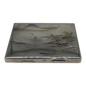 K. Uyeda Antique Japanese 950 Sterling Silver Mixed Metal Compact
