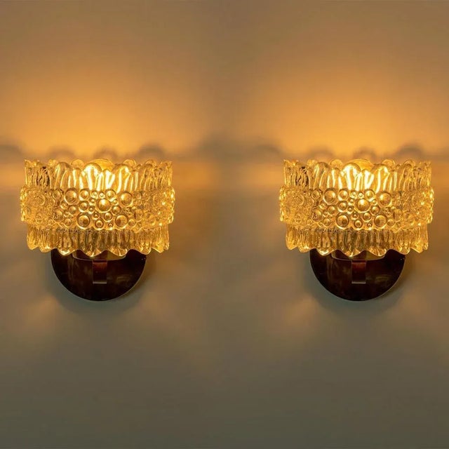 Brass & Glass Wall Lights in the style of Hillebrand, Germany, 1960s For Sale - Image 6 of 14