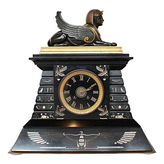 Egyptian Revival Clock, 1890s For Sale