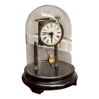 Novelty Girl on Swing Clock Under Dome For Sale