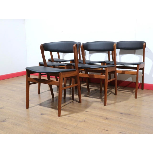 1960s Mid Century Modern Vintage Teak Danish Dining Chairs X 6 For Sale - Image 5 of 15
