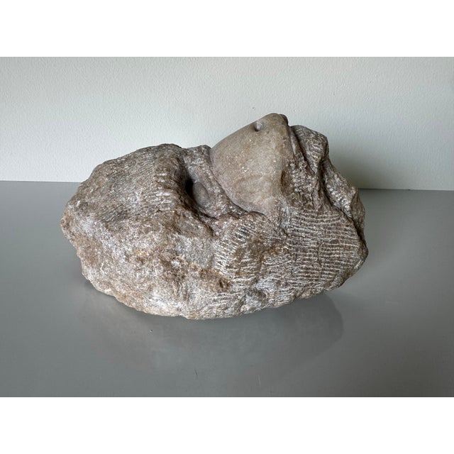 1980s Vintage Hand Carved Marble Abstract Monkey Face Sculpture For Sale - Image 4 of 12