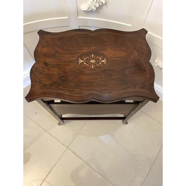 Antique Edwardian Inlaid Rosewood Side Table , 1901 For Sale - Image 10 of 15